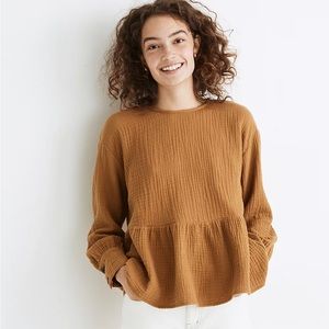 Madewell Light-spun Button-Back Peplum Top